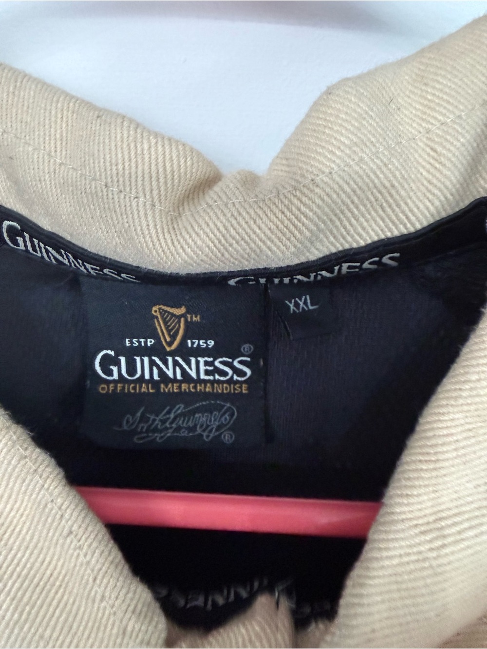 Vintage Guinness Black Polo with Tan Trim and Logo 2XL - Picture 3 of 3